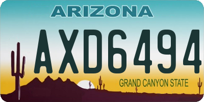 AZ license plate AXD6494