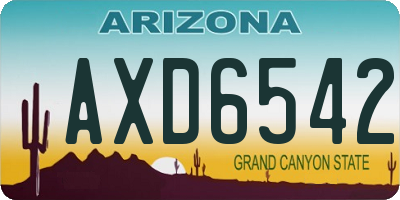 AZ license plate AXD6542