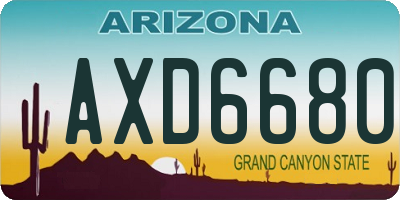AZ license plate AXD6680