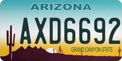 AZ license plate AXD6692