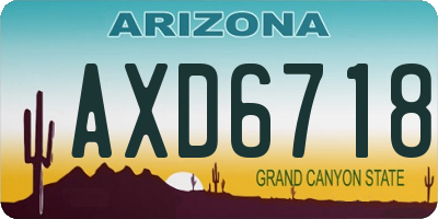 AZ license plate AXD6718