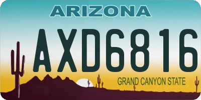 AZ license plate AXD6816