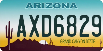 AZ license plate AXD6829
