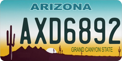 AZ license plate AXD6892