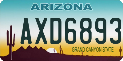 AZ license plate AXD6893