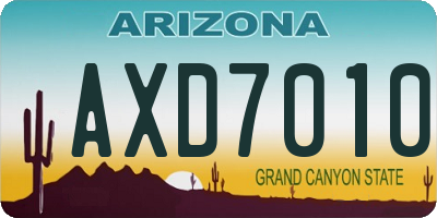 AZ license plate AXD7010