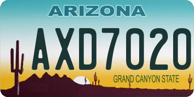 AZ license plate AXD7020