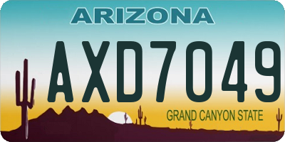 AZ license plate AXD7049