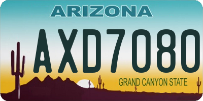 AZ license plate AXD7080