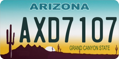 AZ license plate AXD7107