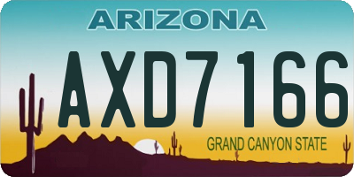 AZ license plate AXD7166
