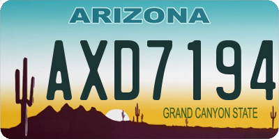AZ license plate AXD7194