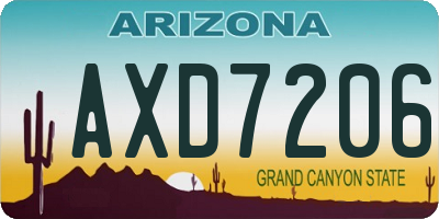 AZ license plate AXD7206