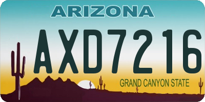 AZ license plate AXD7216