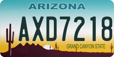 AZ license plate AXD7218