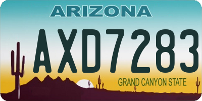 AZ license plate AXD7283