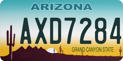AZ license plate AXD7284
