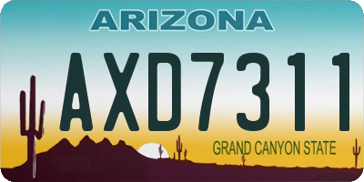 AZ license plate AXD7311