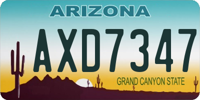 AZ license plate AXD7347