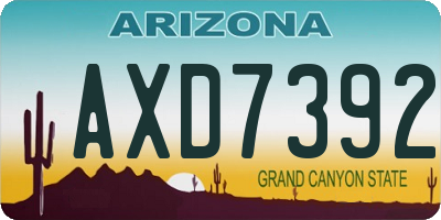 AZ license plate AXD7392