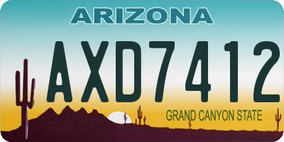 AZ license plate AXD7412