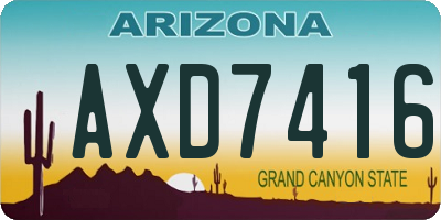 AZ license plate AXD7416