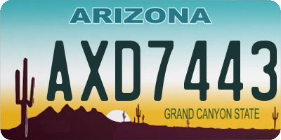 AZ license plate AXD7443
