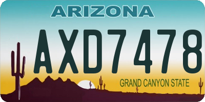 AZ license plate AXD7478
