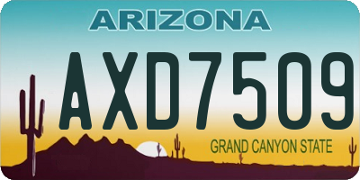 AZ license plate AXD7509