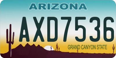 AZ license plate AXD7536