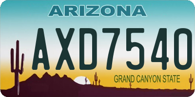 AZ license plate AXD7540