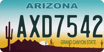 AZ license plate AXD7542