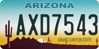 AZ license plate AXD7543