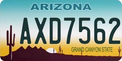AZ license plate AXD7562