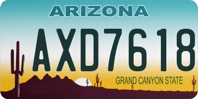 AZ license plate AXD7618