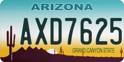 AZ license plate AXD7625