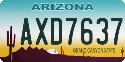 AZ license plate AXD7637