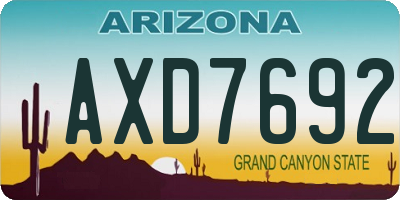 AZ license plate AXD7692