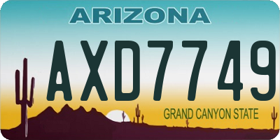 AZ license plate AXD7749