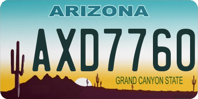 AZ license plate AXD7760