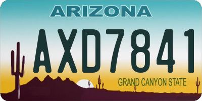 AZ license plate AXD7841