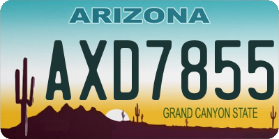 AZ license plate AXD7855