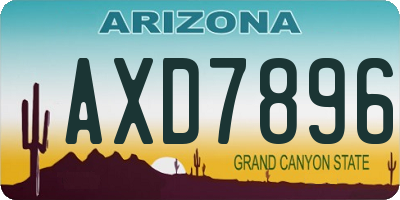 AZ license plate AXD7896