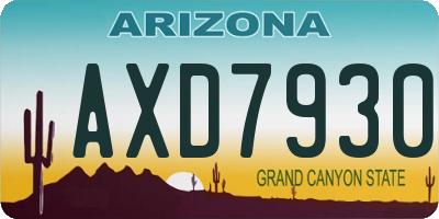 AZ license plate AXD7930