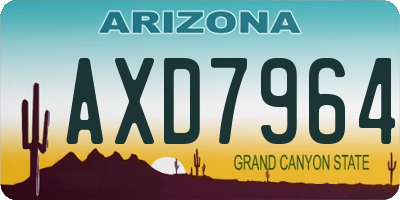 AZ license plate AXD7964