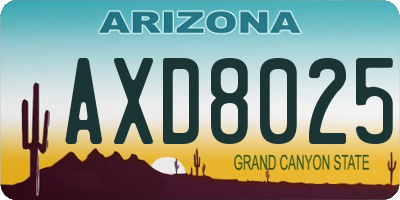 AZ license plate AXD8025
