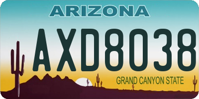 AZ license plate AXD8038