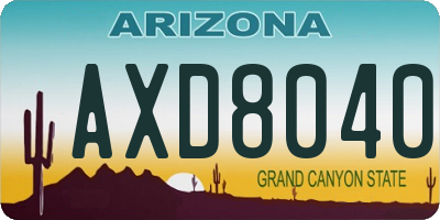 AZ license plate AXD8040