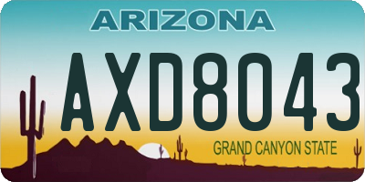 AZ license plate AXD8043