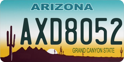 AZ license plate AXD8052